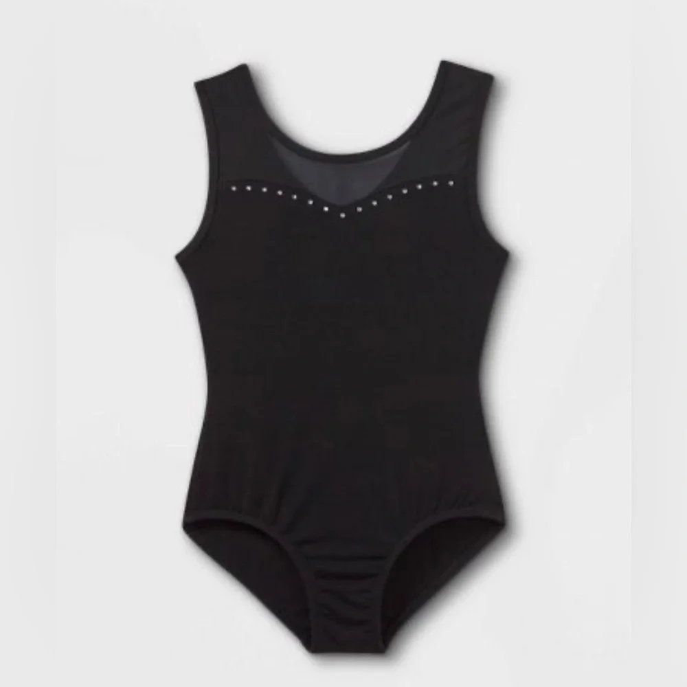 Girls' Dance Tank Mesh Leotard - Cat & Jack - Black XL (14/16)